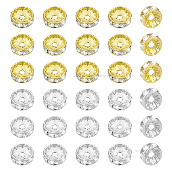 Rhinestone Round Spacer Beads | Size : 6mm | Qty : 100pcs