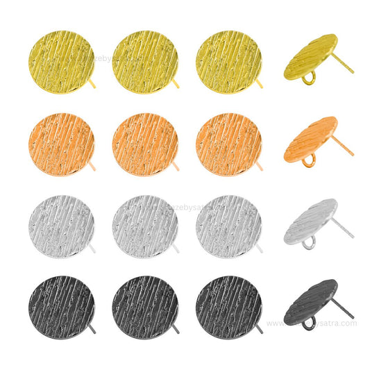 Round Shiny Base Earring Stud | Size : 16mm | Qty : 6pcs | EF70