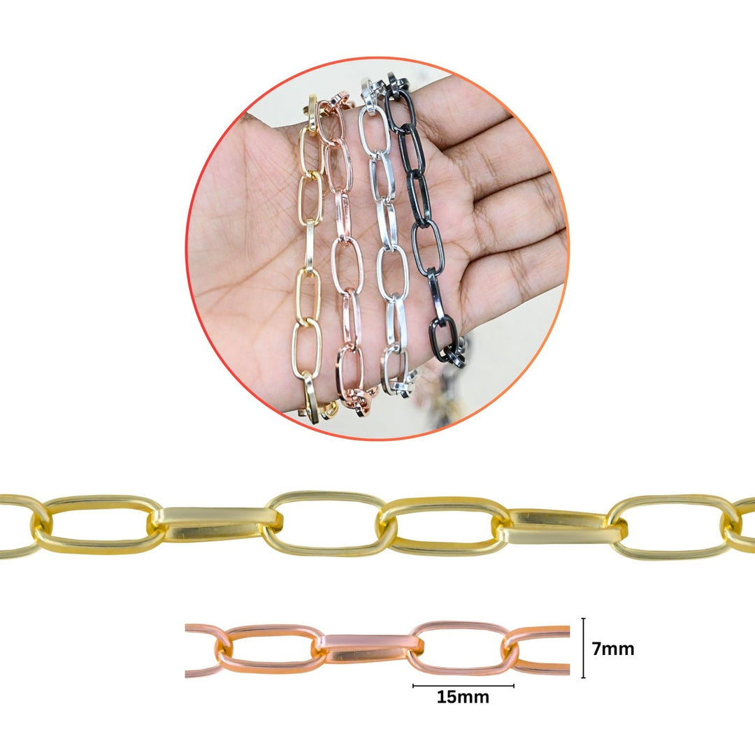 Aluminium Chain | Size : W-7mm H-15mm | Qty : 1mtr |  JT-19-35-1