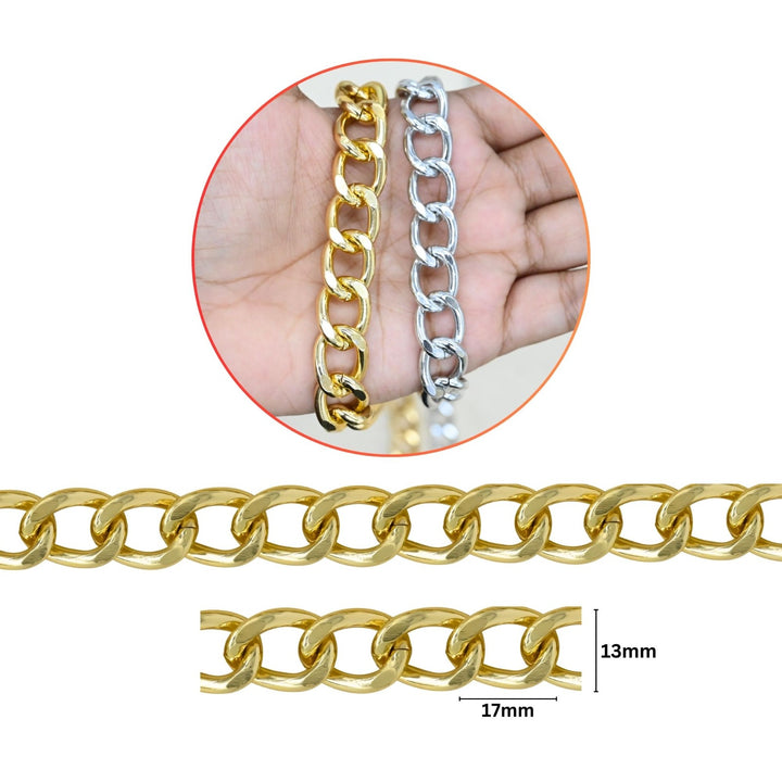 Aluminium Chain | Size : W-13mm H-17mm | Qty : 1mtr | JT-19-35-20