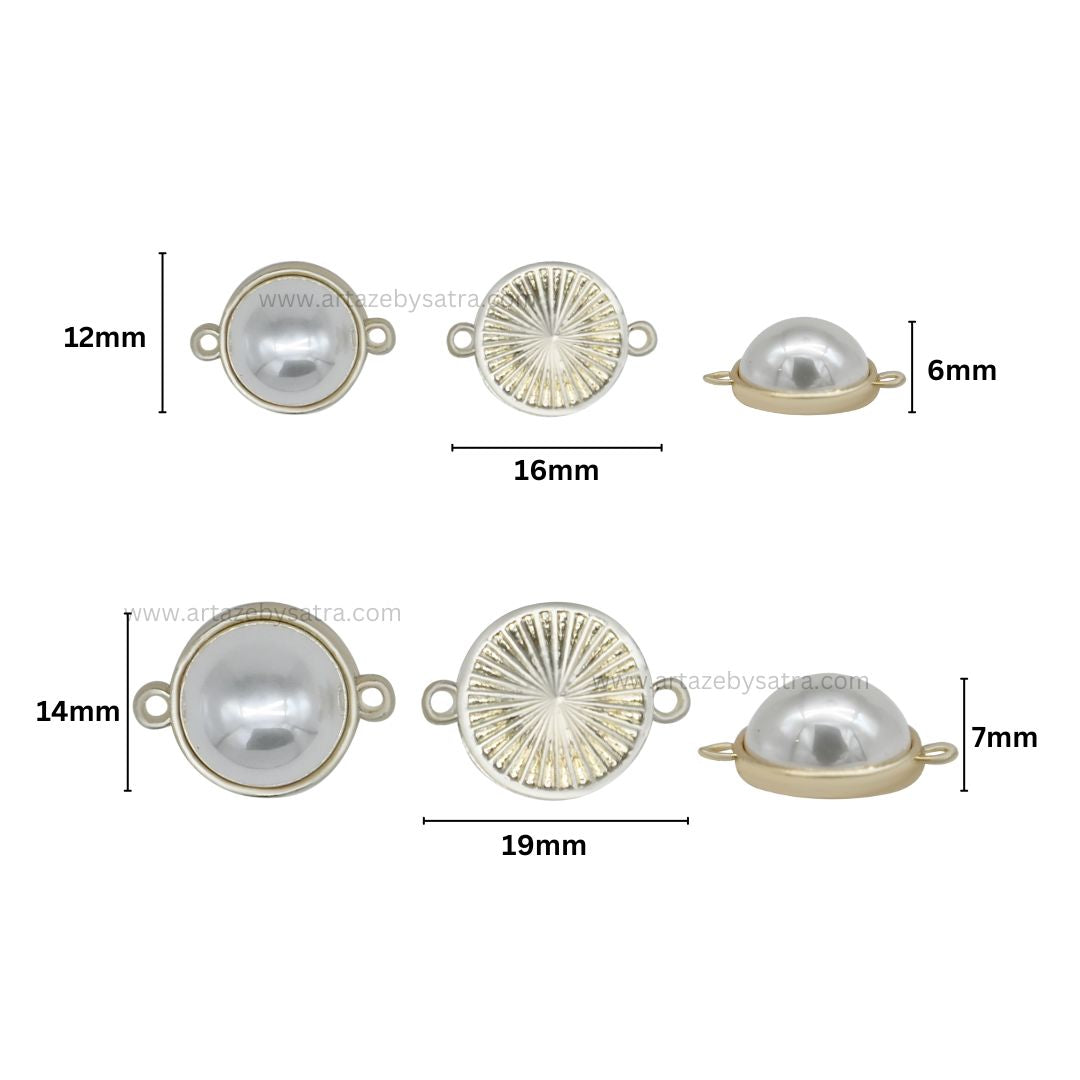 Connector Round Pearl Kundan Beads | Qty : 12pcs | MKB44