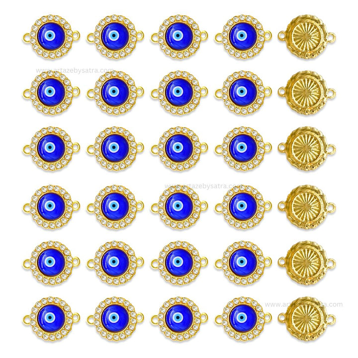 Evil Eye Meenakari Kundan Beads Connector  | Size : 21mm | Qty : 12pcs | MK38