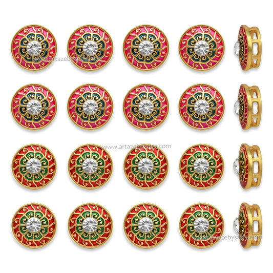Round Meenakari Beads | Size : 12mm | Qty : 12pcs | MKB74