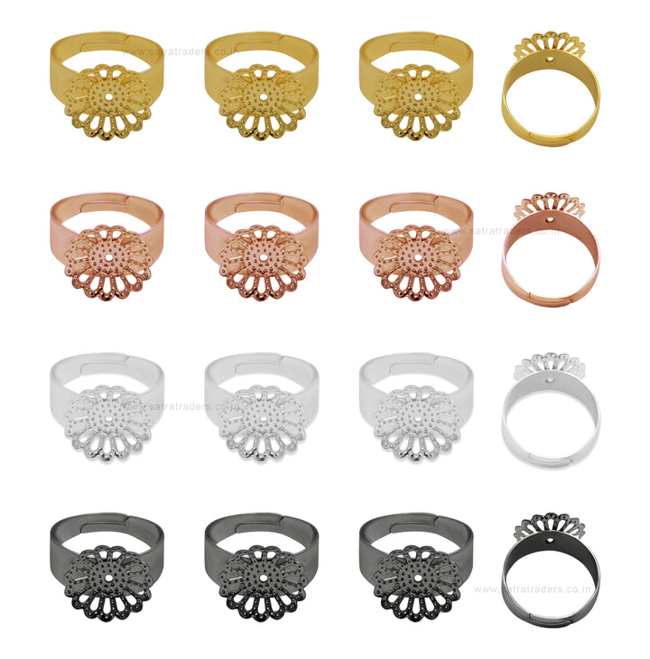 Flower Finger Ring Base | Size : 14mm | 20pcs | BF89