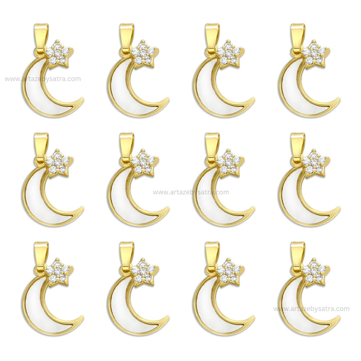 Diamond MOP Star Moon Charm Anti-Tarnish | Size: 44mm | 1PC