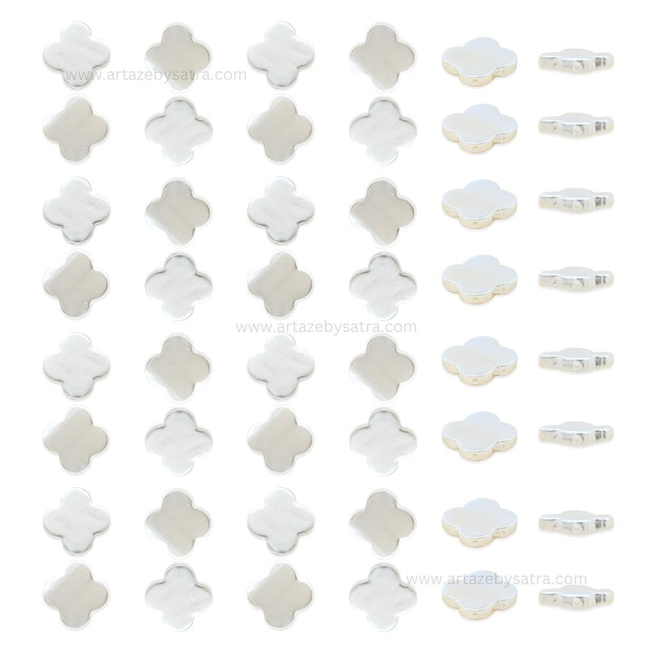 White MOP Clover Beads | Size : 15mm | Qty : 1 line- approx 27 beads