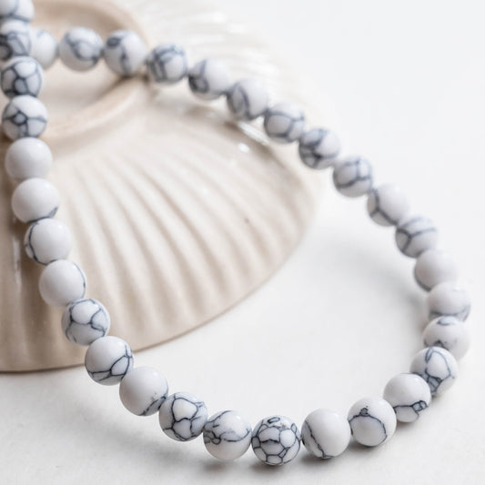 Marble Print Glass Beads | Size : 8mm | Qty : 1 line-approx 50pcs | GB09