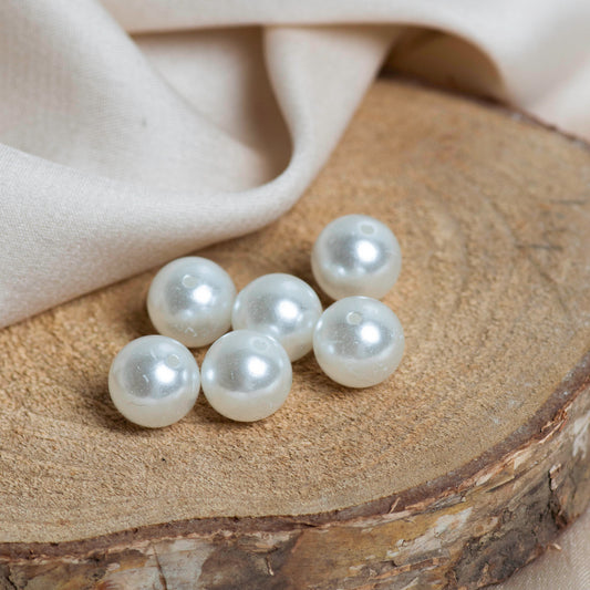 Single Coating Round Plastic Pearl Beads | 1 Hole | Qty : 500g | PPB01