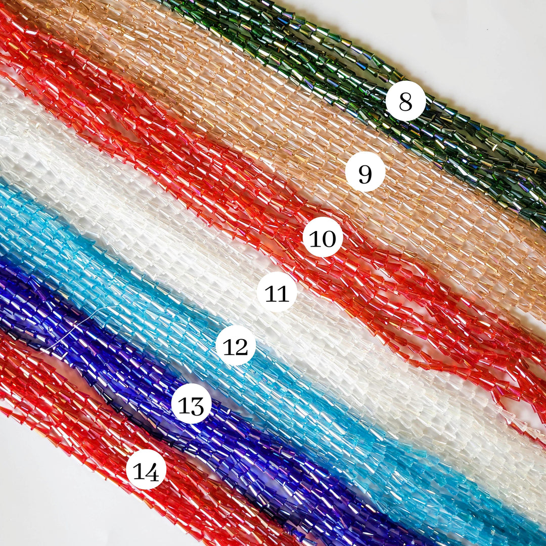 Pencil  Rainbow Beads | Size : 3*5 | Qty : 5 Line-approx 98 Beads perline | GB37