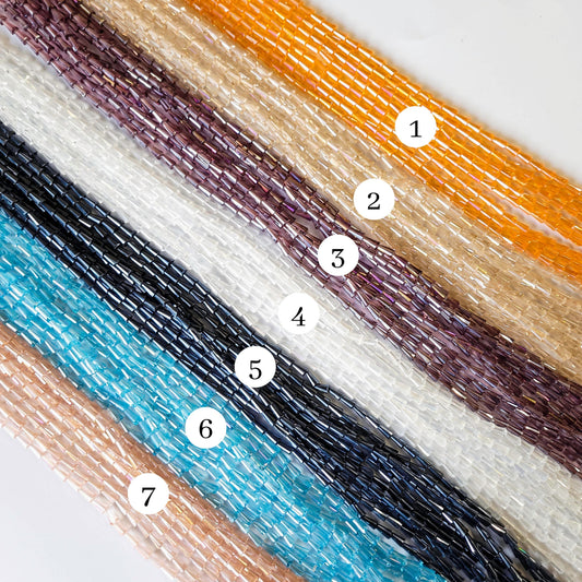 Pencil Rainbow Beads | Size : 4*8 | Qty : 5 Line-approx 72 Beads perline | GB56