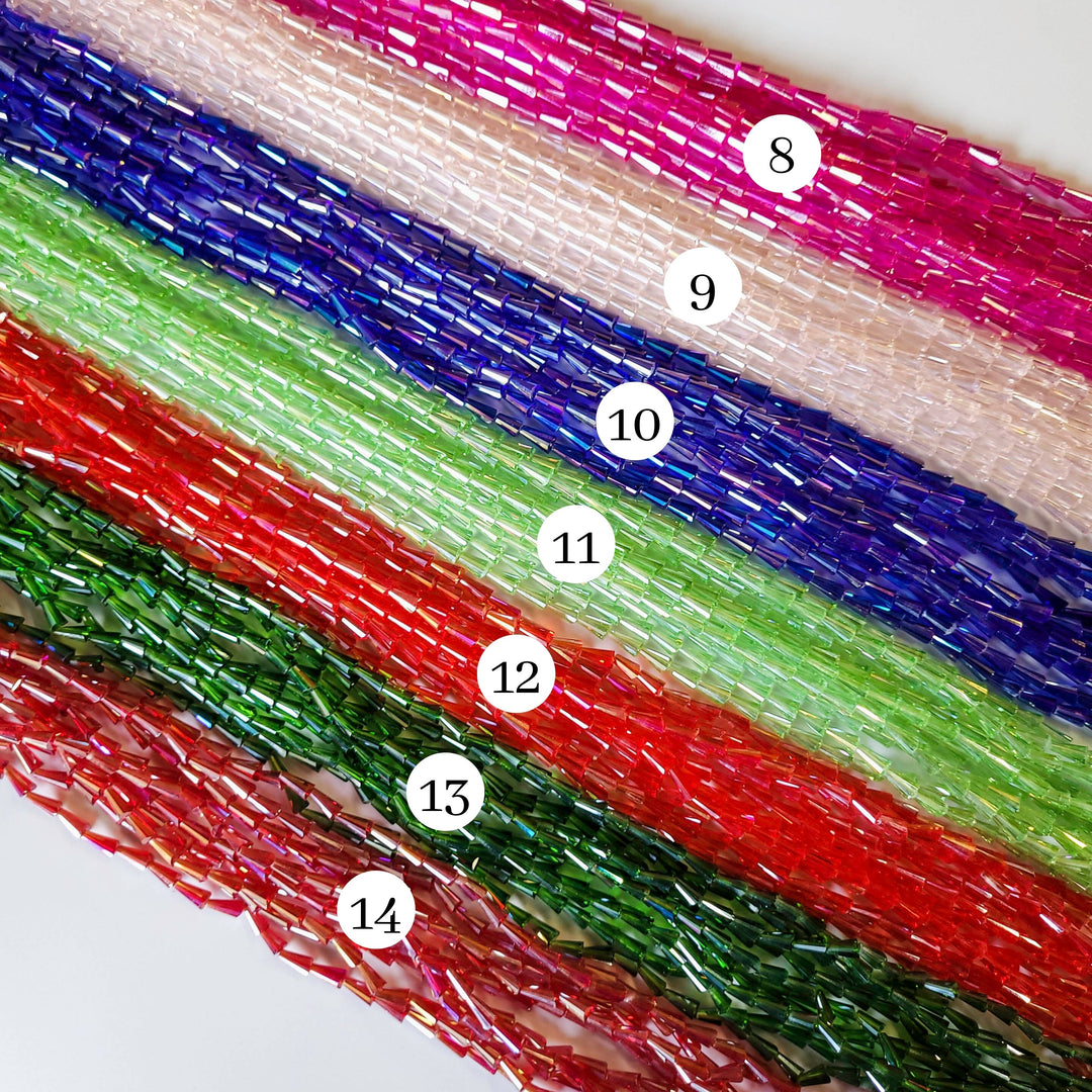 Pencil Rainbow Beads | Size : 4*8 | Qty : 5 Line-approx 72 Beads perline | GB40