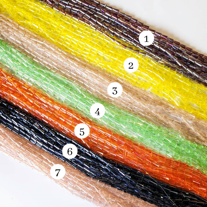 Pencil Rainbow Beads | Size : 6*12 | Qty : 5 Line-approx 47 Beads perline | GB41