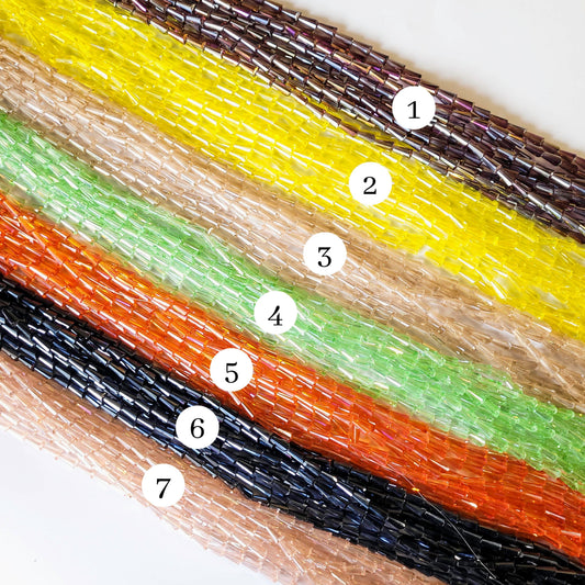 Pencil Rainbow Beads | Size : 6*12 | Qty : 5 Line-approx 47 Beads perline | GB55