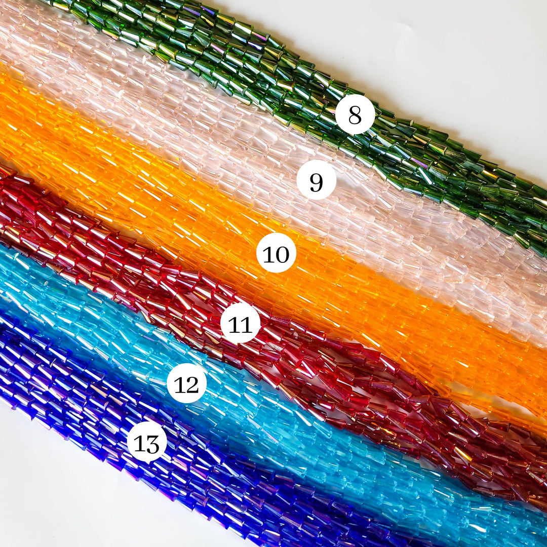 Pencil Rainbow Beads | Size : 6*12 | Qty : 5 Line-approx 47 Beads perline | GB41