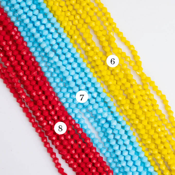 Crystal Opaque Beads | Size : 4mm | Qty : 10 Line-approx 40 Beads perline