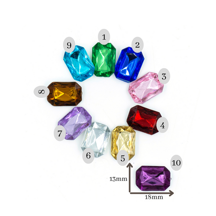 Rectangle shape Acrylic Stones | Size : H-13MM W-18MM | 200 pcs