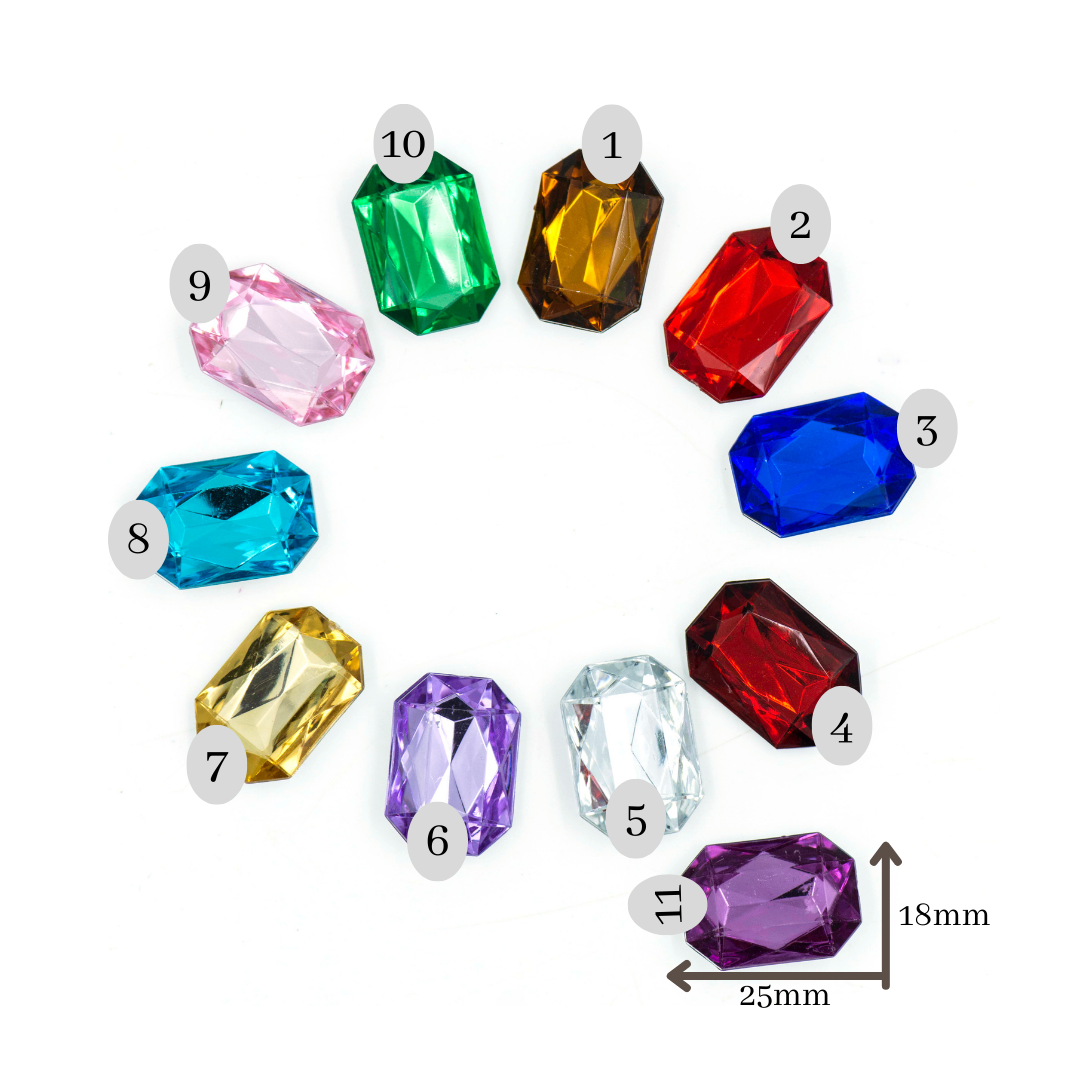 Rectangle shape Acrylic Stones | Size : H-18MM W-25MM | Qty : 100pcs