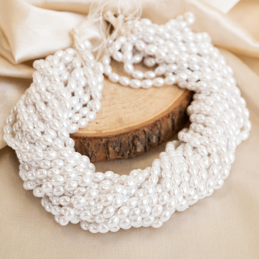 Oval Shape 2 Hole Pearl Beads | Size : 6mm | Qty : 1 Bunch-approx 1200pcs | PPB58