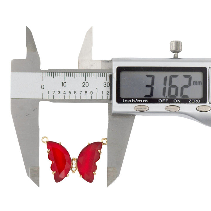 Crystal Butterfly Charms  2 Side Ring | Size : 31mm | 1pc