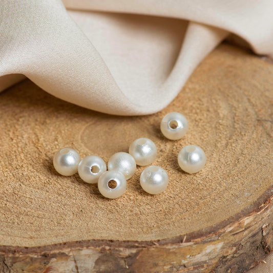 Single Coating Round Plastic Pearl Beads | 2 Hole Beads | Qty : 500g | PPB02