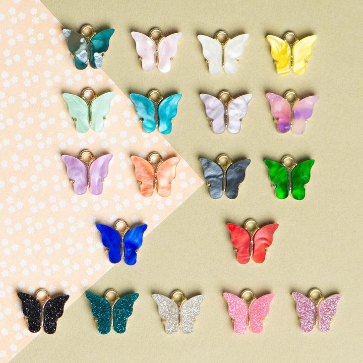 Golden Butterfly Charms  1 Center Ring 6pcs Size : 12mm |