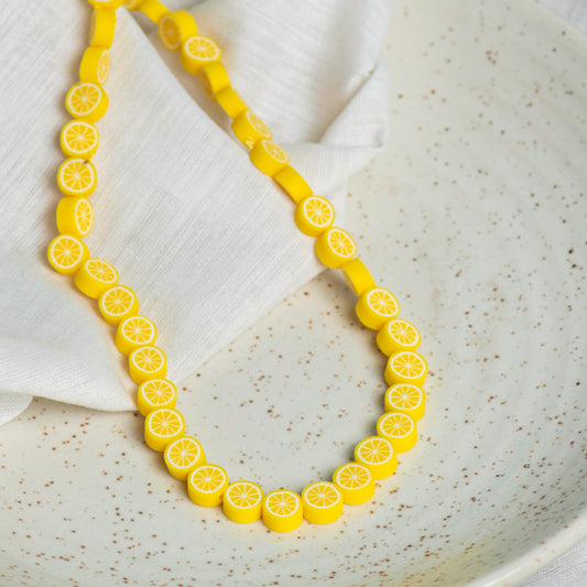 Yellow Polymer Clay Fimo Beads | Size : 6mm-2mm | FB20