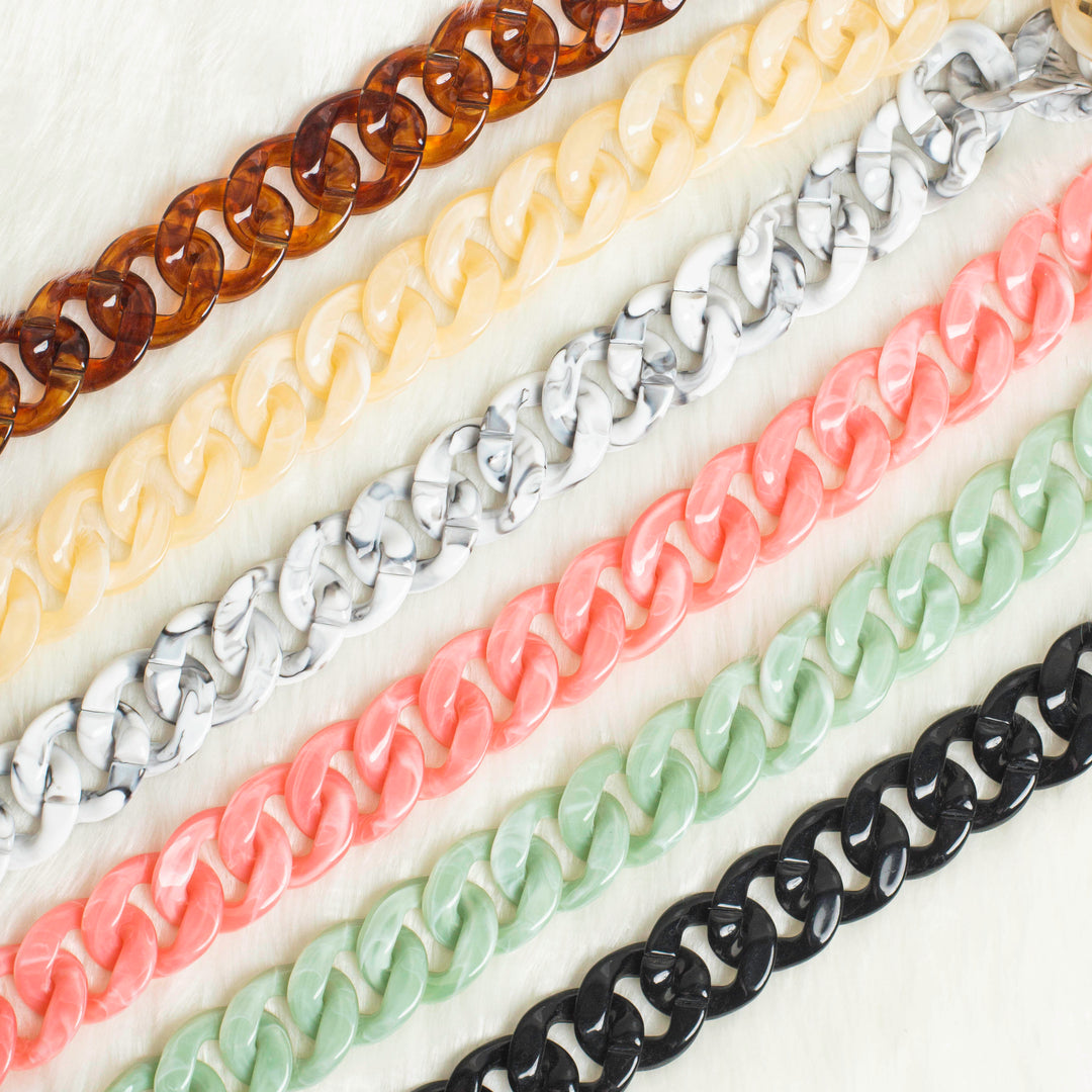 Matte Translucent Acrylic Chain | Size : 33mm | Qty : 1mtr | AC01