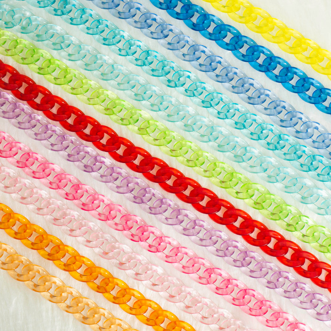 Matt Translucent Acrylic Chains | Size : H-17mm W-23mm | Qty : 1mtr | AC02