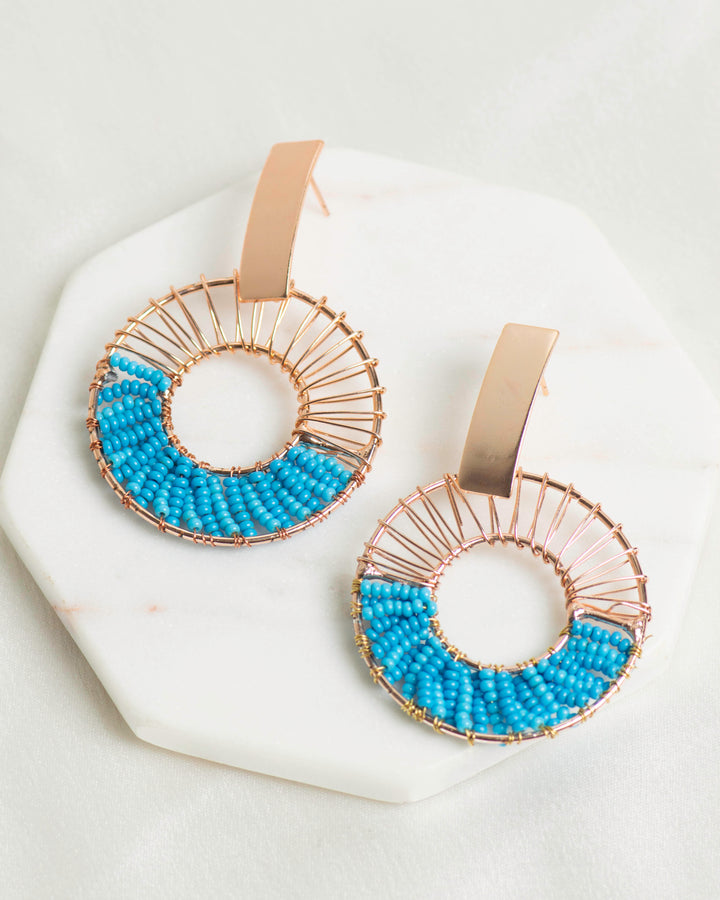 Rectangle Shape Metal Base Earring Stud | Size : 26mm | 6pcs (3 Pair) | EF61