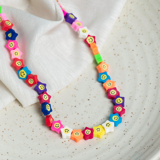 Multicolor Star Smiley Polymer Clay Fimo Beads | Size : 6mm-2mm | FB11