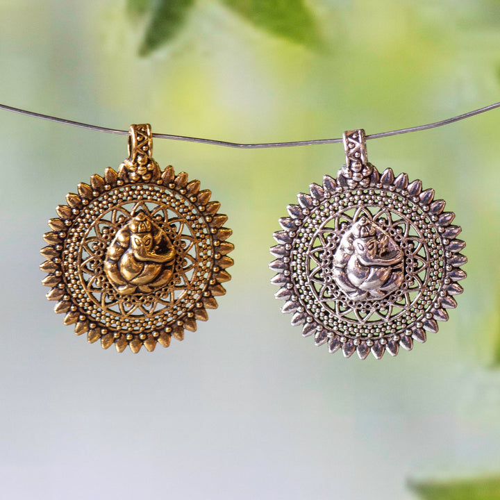 Ganpati Oxidise Casting Pendant | Size : H 42MM, D 36MM | 500G