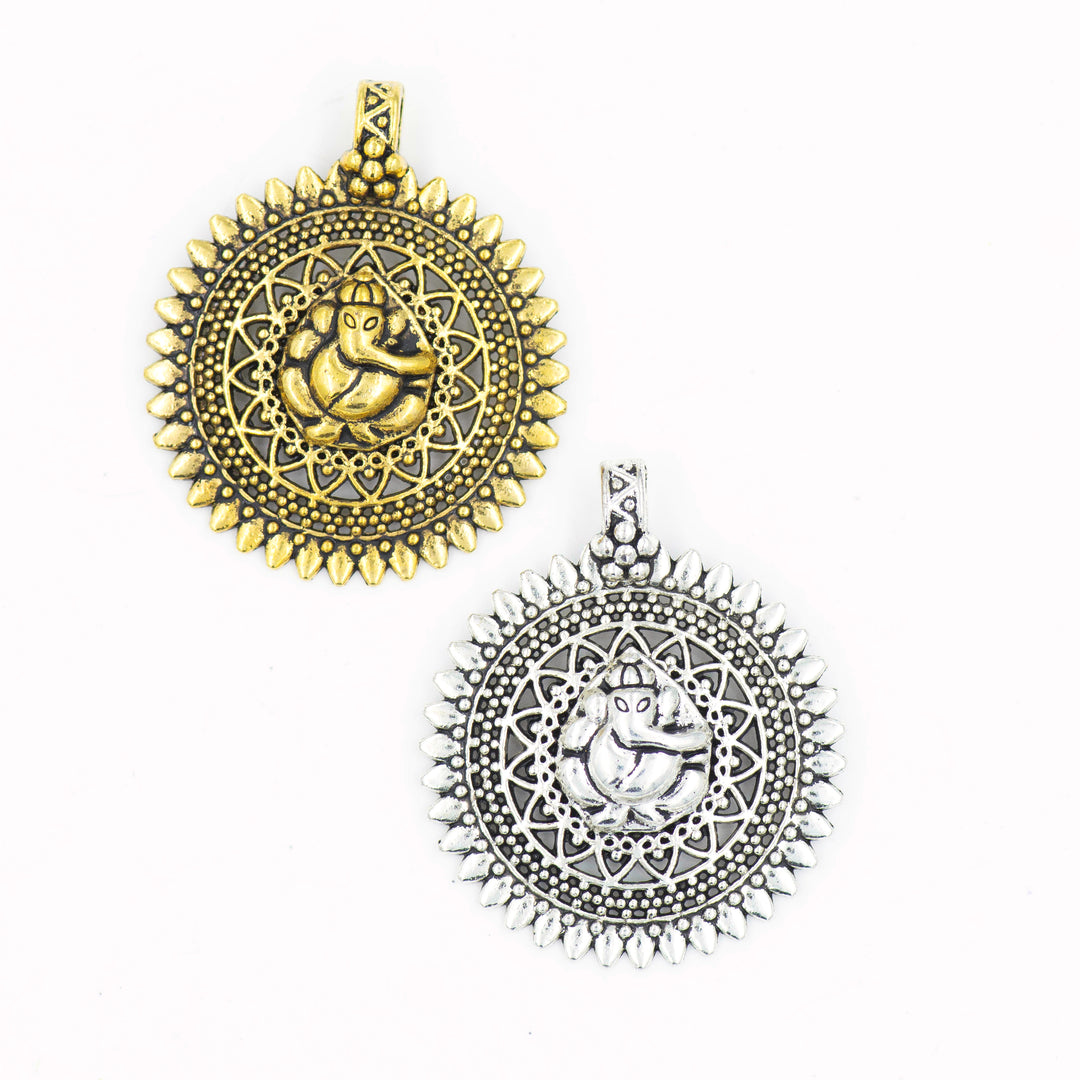 Ganpati Oxidise Casting Pendant | Size : H 42MM, D 36MM | 500G