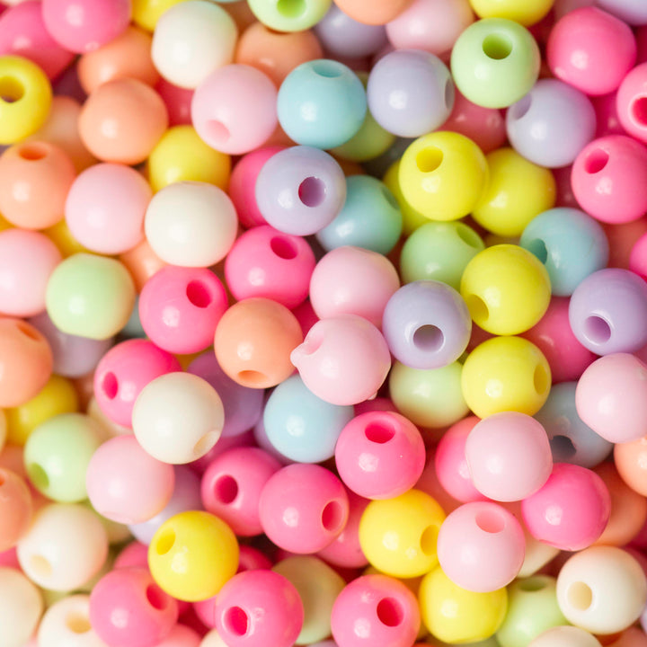 Assorted Round Pastel Plastic Beads | Size : 6mm,8mm,10mm | PB142