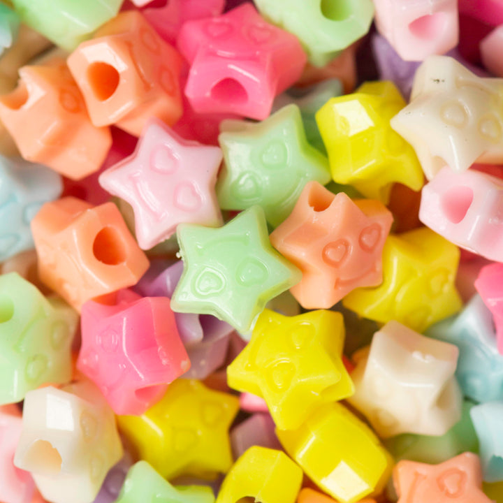 Star Smiley Pastel Plastic Beads | Size : 10mm | PB140