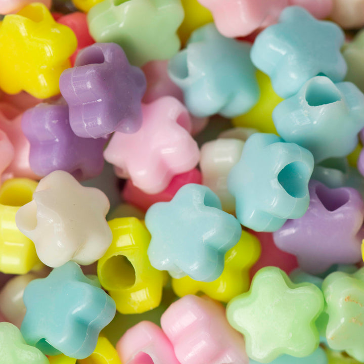 Assorted Flower Pastel Plastic Beads | Size : 10mm | PB150