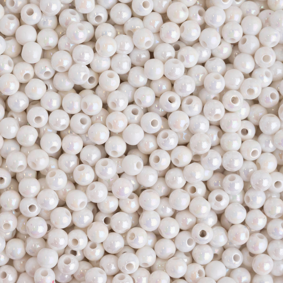 Rainbow Pearl Plastic Beads | Size : 4mm, 6mm, 10mm | PB152