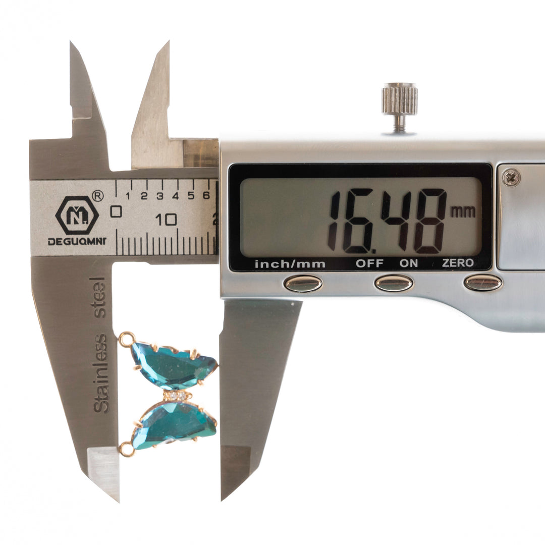 Crystal Butterfly Charms  2 Side Ring | Size : H-16mm W-22mm | 2pcs