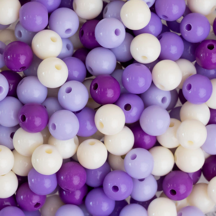 Purple Shade Round Pastel Plastic Beads | Size : 6mm,8mm| PB124